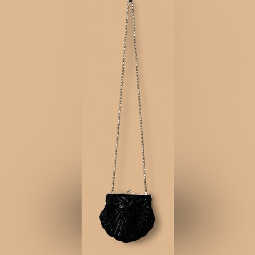 Coloriffics Black Beaded Clutch With Chain